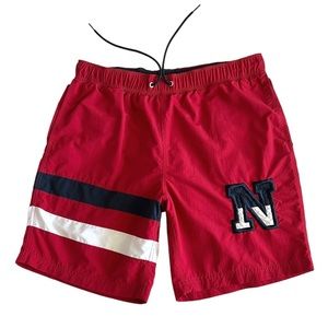 Nautica Retro Swim Trunks Board Shorts Colorblock USA flag colors Size Large